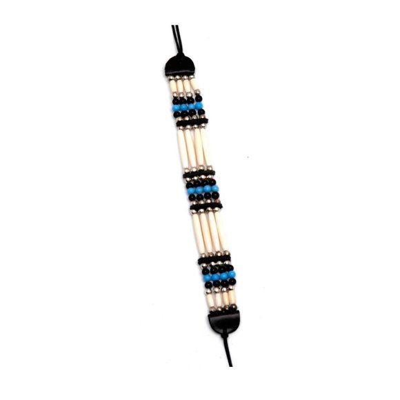 Handmade Traditional Antiqued 4 Row Buffalo Bone Hairpipe Tribal Choker Necklace - Picture 1 of 1